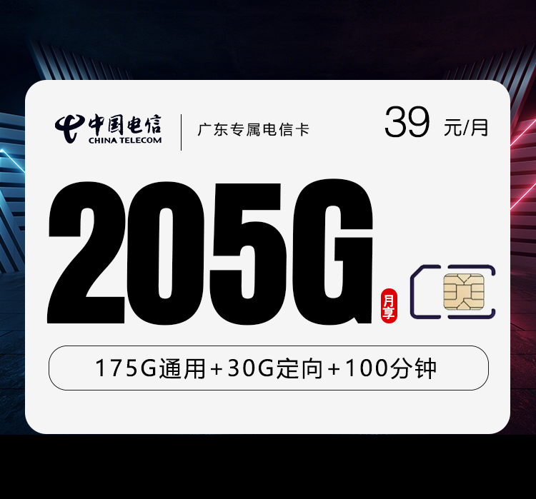 广东专属电信卡【39元205G+100分钟】官方办理入口
