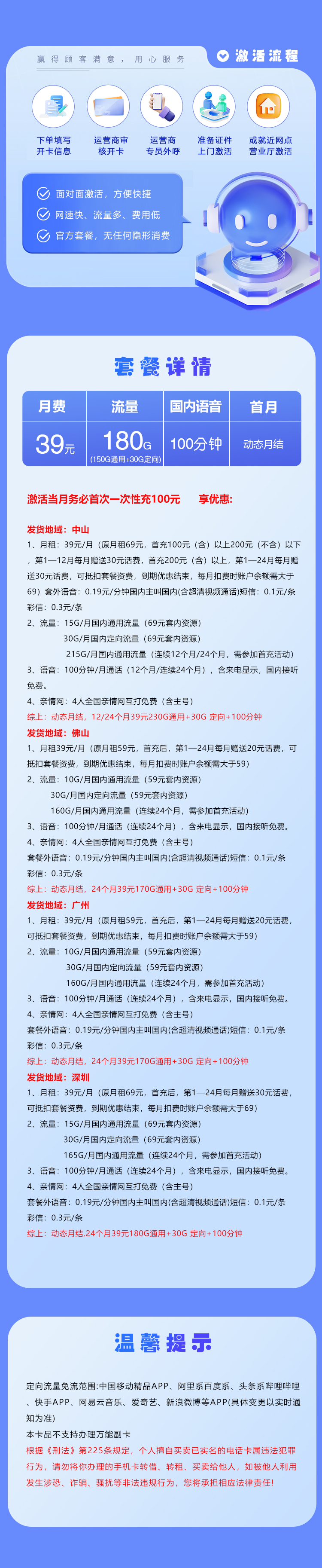 广东移动省内专属卡【39元180G+100分钟】官方办理入口