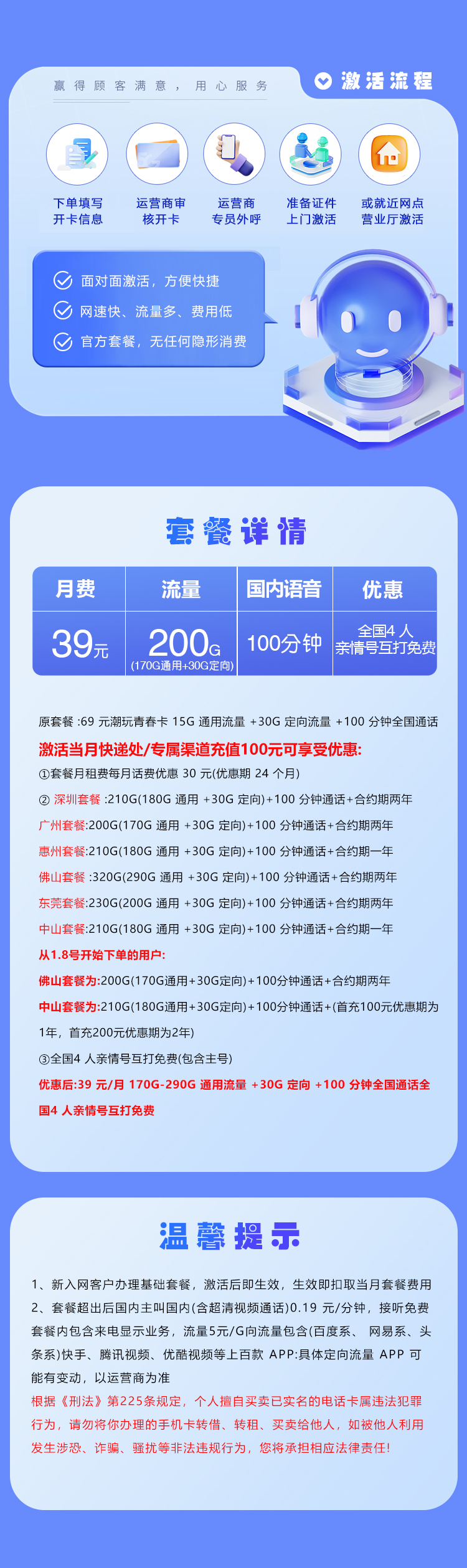 广东移动省内专属卡【39元200G+100分钟】官方办理入口