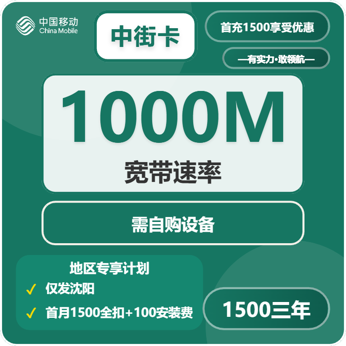 移动中街卡1500元包160G通用+100分钟官方办理入口