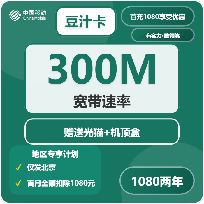 移动豆汁卡1080元包160G通用+100分钟官方办理入口