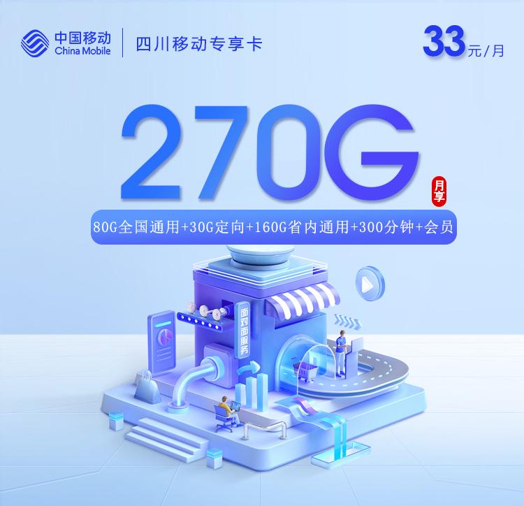 四川移动专属卡【33元270G+300分钟+会员】官方办理入口